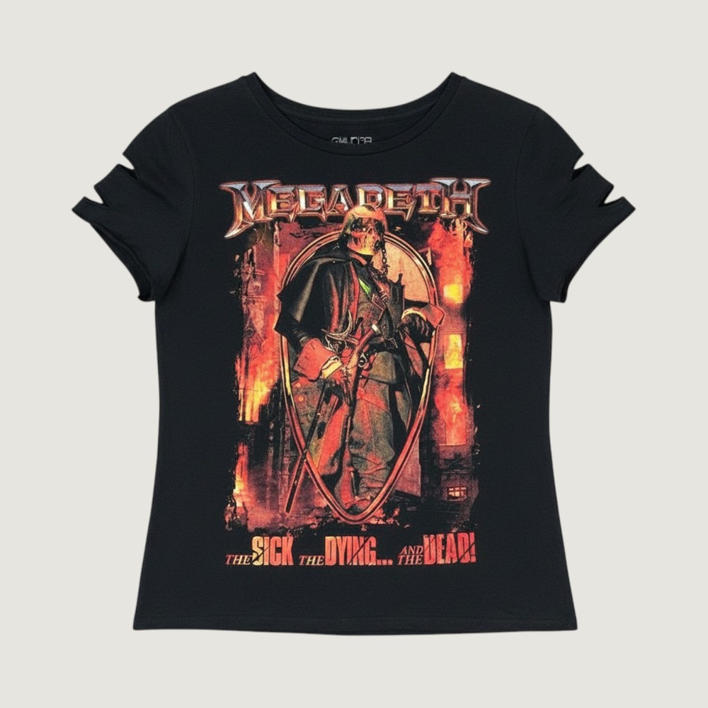 Megadeth The Sick The Dying and The Dead Bleach Distressed Band T Shirt XS